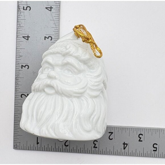 Vintage Santa Claus Bell Christmas Tree Ornament White Porcelain Face Head - Picture 4 of 8